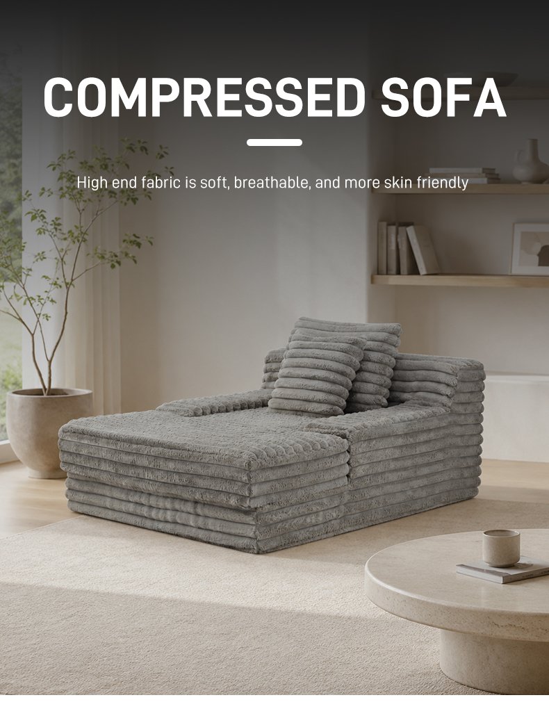 S239 Wholesale Corduroy Oversized Boneless Chaise Lounge Chair Couch Indoor Living Room Vacuum Compressed Sofa for Living Room