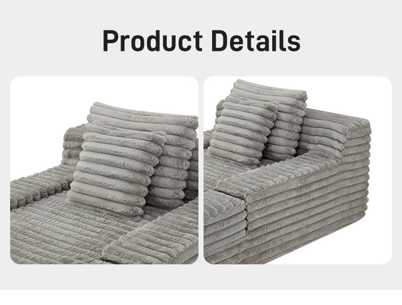 S239 Wholesale Corduroy Oversized Boneless Chaise Lounge Chair Couch Indoor Living Room Vacuum Compressed Sofa for Living Room