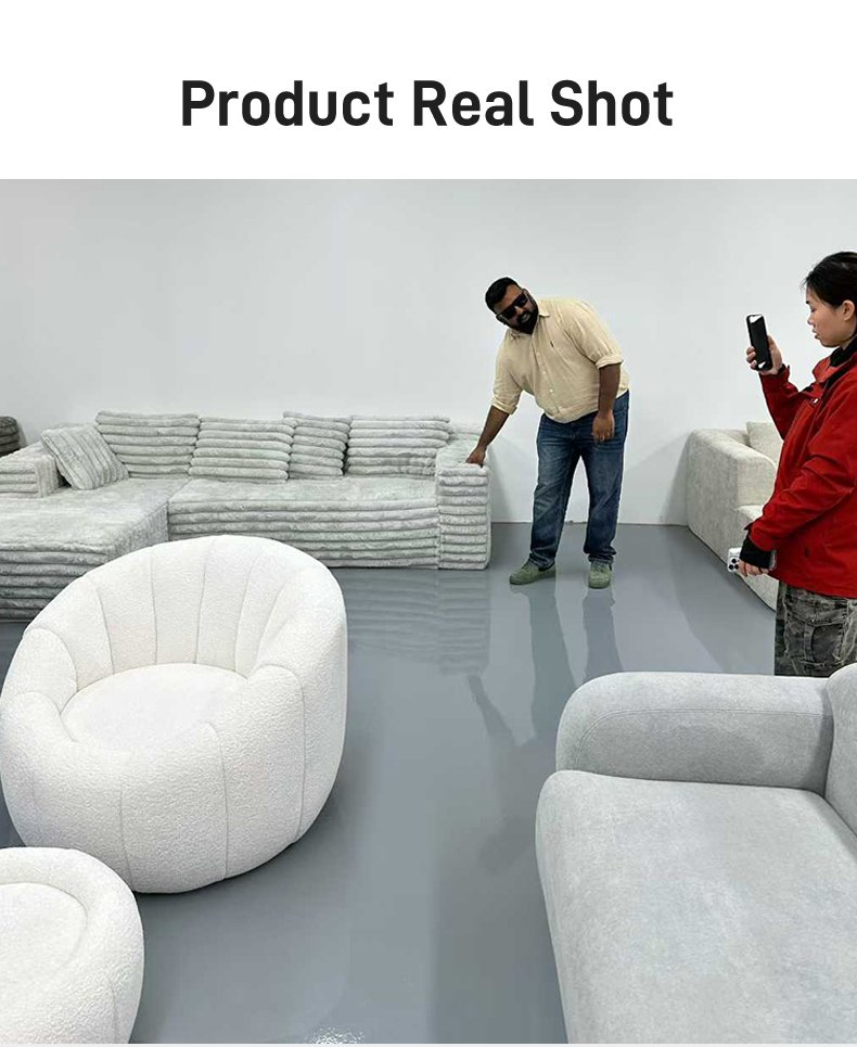S215 Wholesale Vacuum Compressed Modern Round Foam Single Sofa Chair White Teddy Lazy Pumpkin Accent Sofa Chair