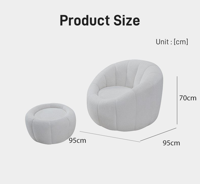 S215 Wholesale Vacuum Compressed Modern Round Foam Single Sofa Chair White Teddy Lazy Pumpkin Accent Sofa Chair
