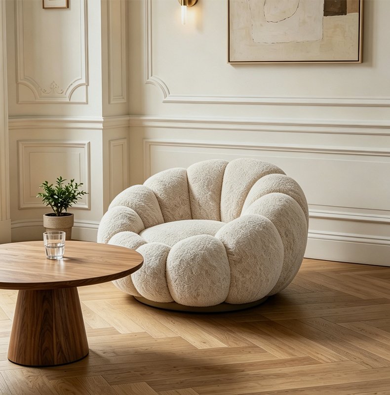 S215-1 Luxurious European Modern Minimalist Furniture - Foam Compressed Sofa, Lazy Sofa, Single-person Relaxation Area with Footrest