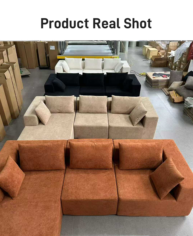 S221 OEM Manufacturer Modern Fabric Sponge Filling L Shape Boneless Couch Vacuum Compressed Corner Sofa with Chaise Lounge