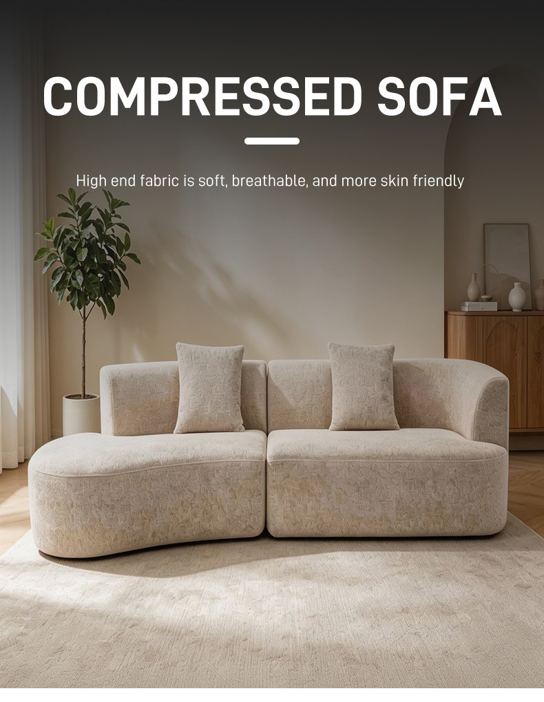 S226 Italian Design Compressed Sofa Furniture Modular L Shape Compressed Living Room Corduroy Fabric Compression Sofa