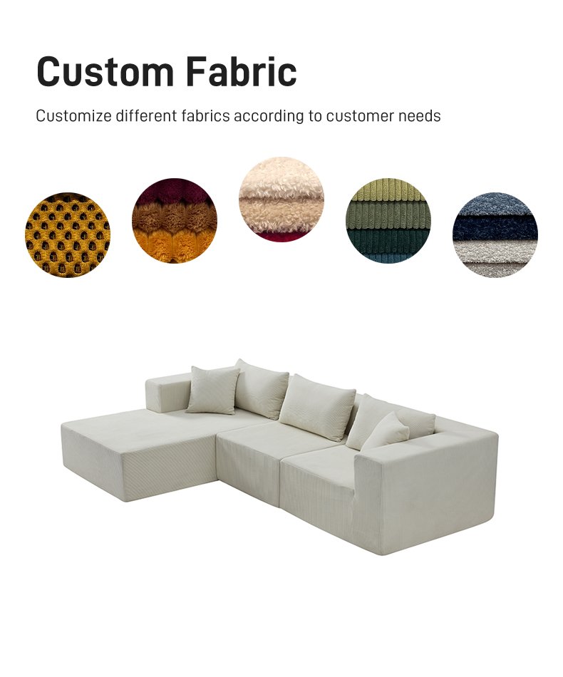 S238 Modular Corduroy Fabric Sofa Section Living Room Sofa for Villas Home Theater Sofa Factory Wholesale on Sale Free Combination