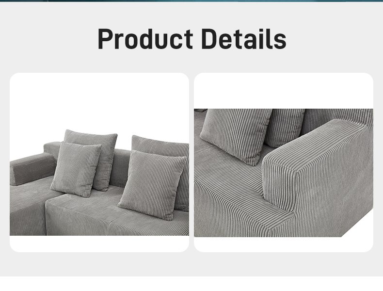 S240 OEM Factory Corduroy Fabric Foam Small Corner L Shape 3 Seater Vacuum Sofa Space Saving Compressed Sectional Sofa