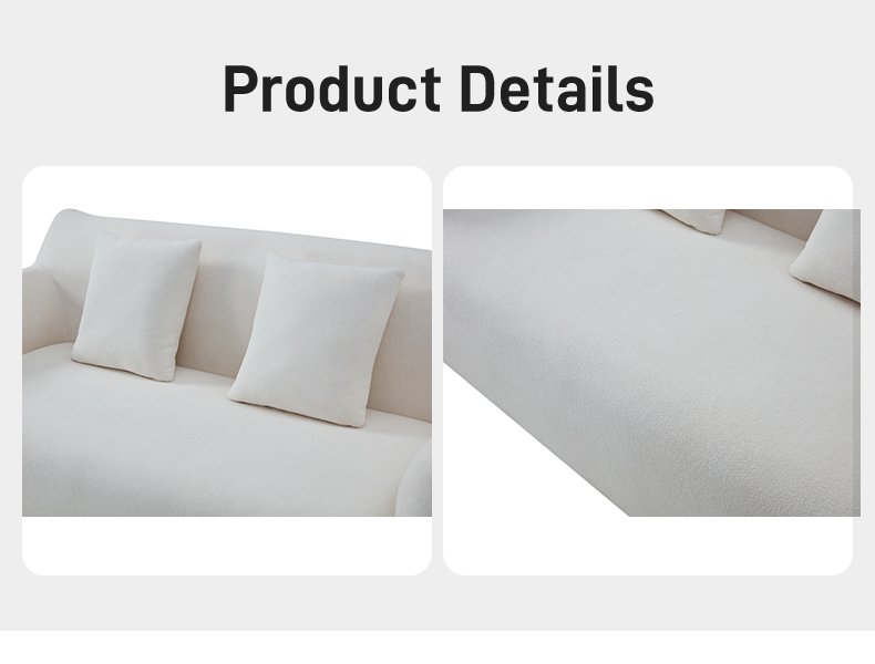 S254 IOem Factory Modern Minimalist White Teddy Fabric Cream Two Seater Beanbag Vacuum Compressed Sofa for Wholesaler