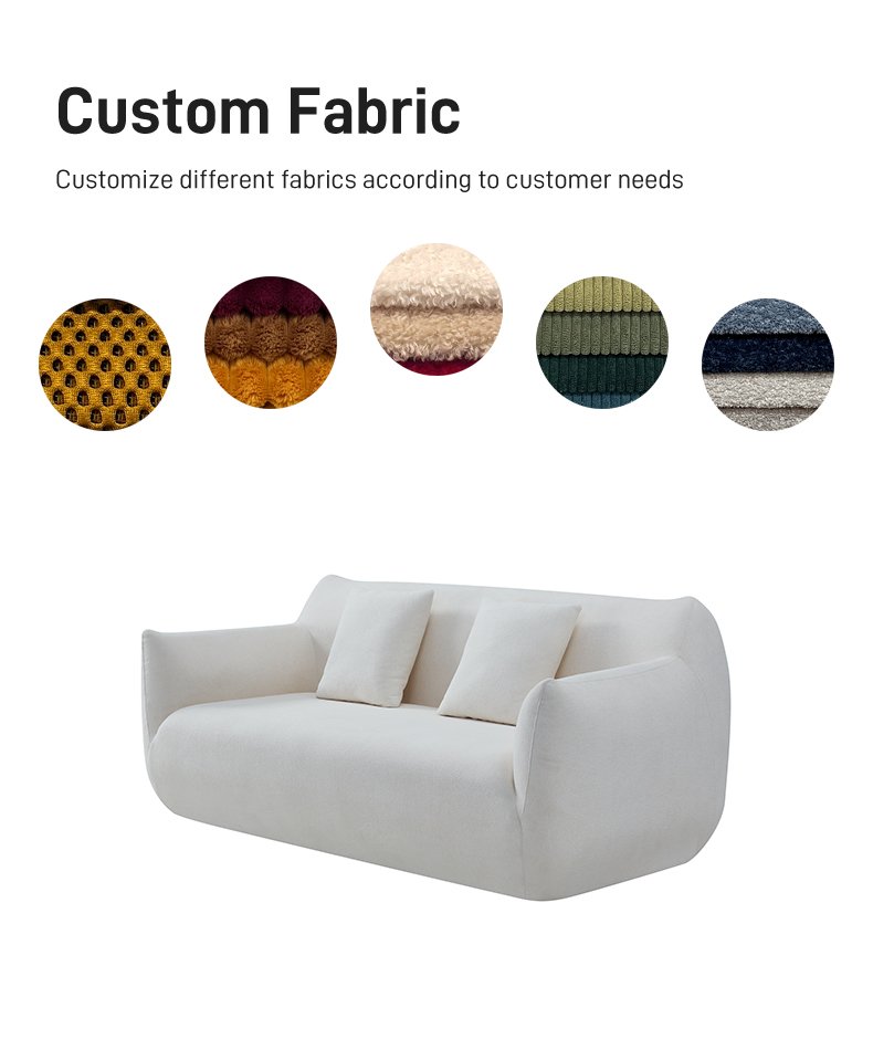 S254 IOem Factory Modern Minimalist White Teddy Fabric Cream Two Seater Beanbag Vacuum Compressed Sofa for Wholesaler