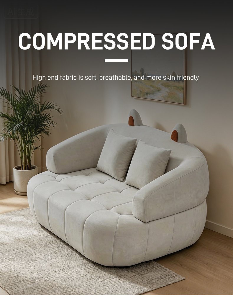 S211 Design Cat Ear Sofa Compressed Single Person Fabric Sponge Living Room Bedroom Leisure Sofa Special Price Sale Can Be Customized