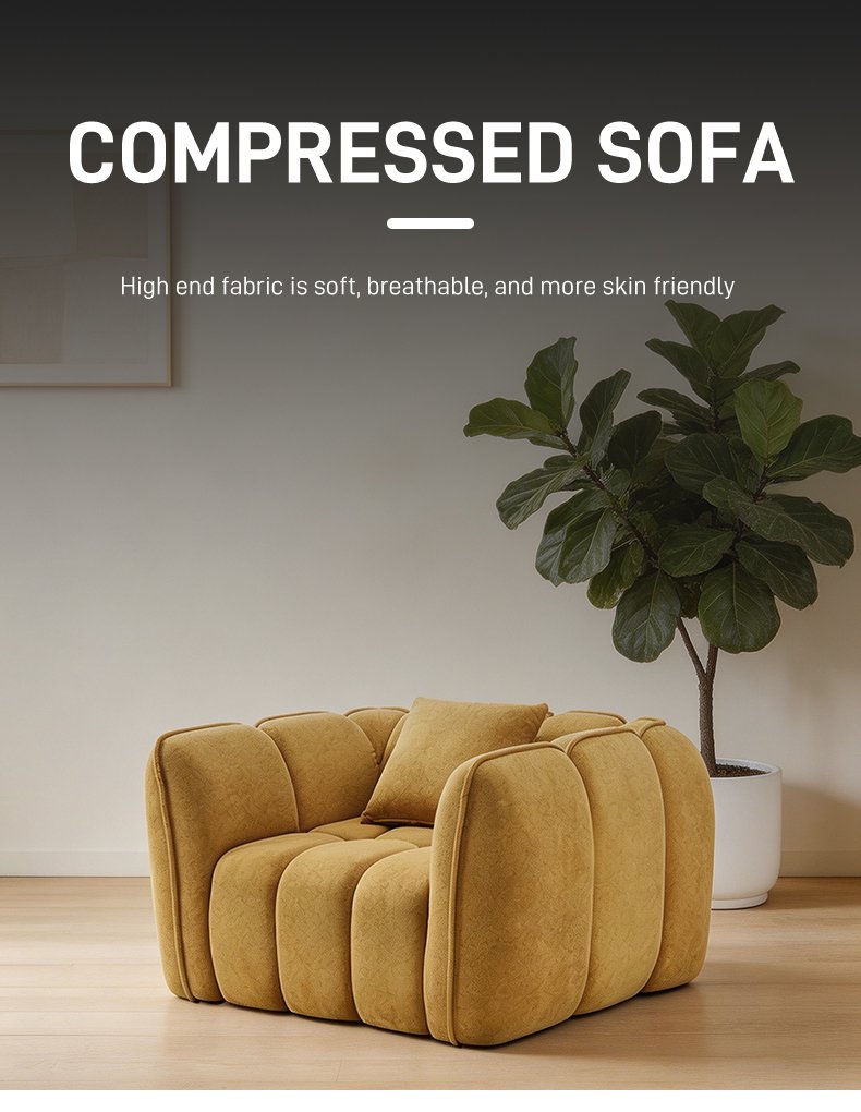 S255-1 Custom Compression Sofa Suit Fabric Vacuum High-density Foam Compression Packaging Sofa