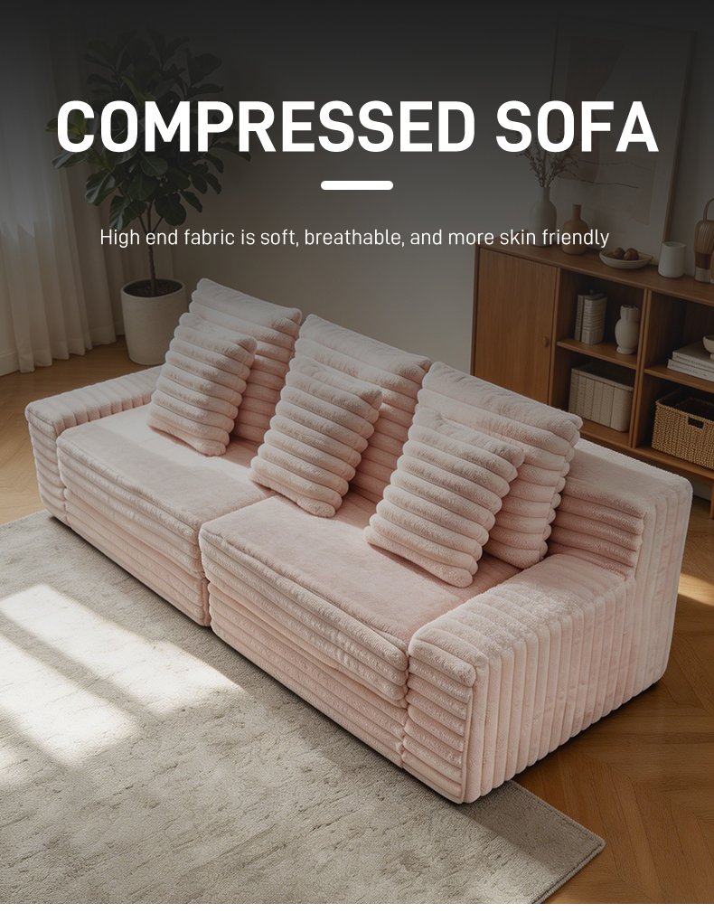 S232-3 Best-selling Compressed Sofa for Living Room Furniture Vacuum-packed Velvet Sofa Cover Straight Row Sofa Bed Customizable