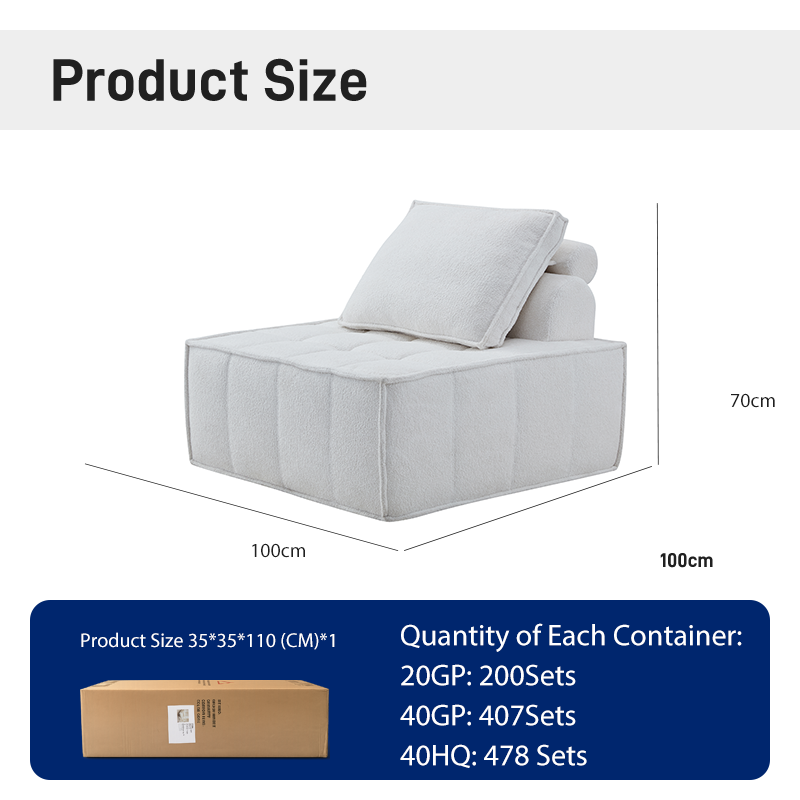 S261 Modern Single Seat Fabric Sofa Chair Buckle Module Leisure Chair Living Room Vacuum Compression Saves Space Furniture