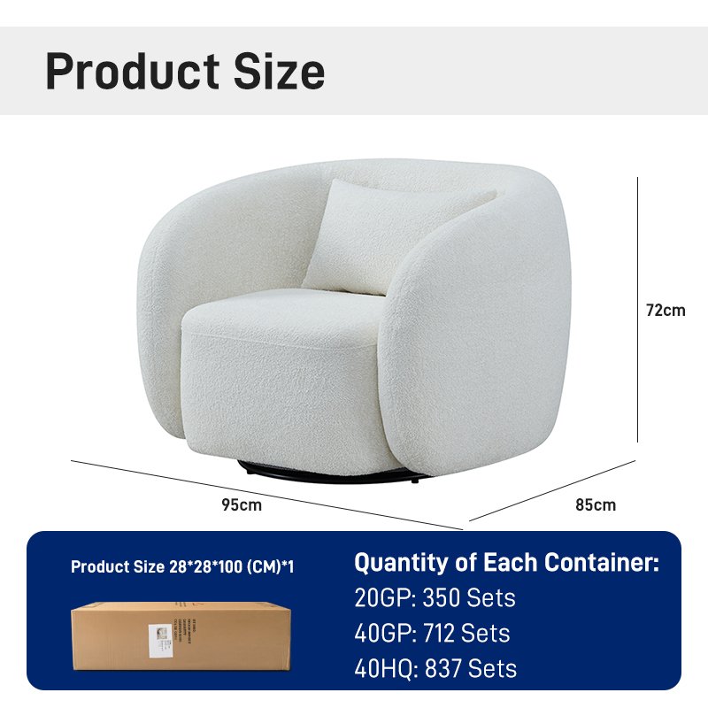S252-1 Modern Italian Designer White Boucle Armchair Arc Leisure Sofa Chair Vacuum Compression High-density Foam Chair
