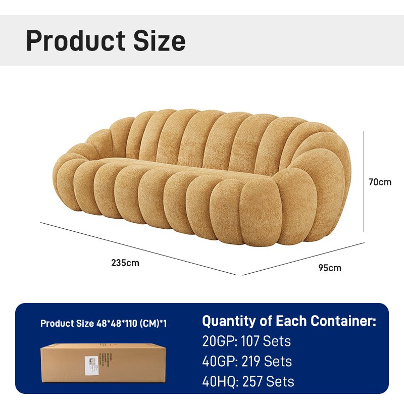 S215-3 Wave Shaped Compression Sofa High Density Foam Sofa Customized Color Fabric Apartment Hotel Living Room Cushion Three Seat