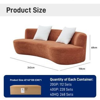 S223 Wholesale Sponge Filled Curved Vacuum Compression Sofa, Modern Villa/hotel/living Room Furniture, 3-seater Frameless Sofa