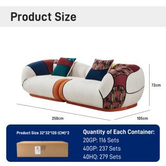 S259 Modern Pop Art Patchwork Boneless Sofa Extra Large Three Seat Colorful Fabric Lounge Chair Abstract Designer Living Room Sofa