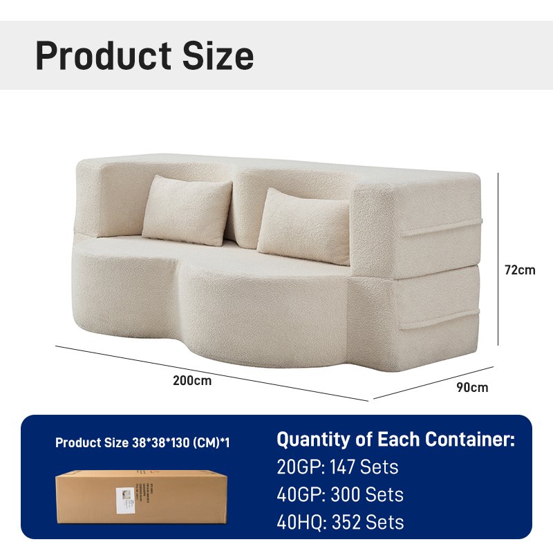 S242 Wholesale Minimalist Vacuum Compressed Foam Boneless Double Sleeper Modern 2 Seater Convertible Folding Compression Sofa Bed