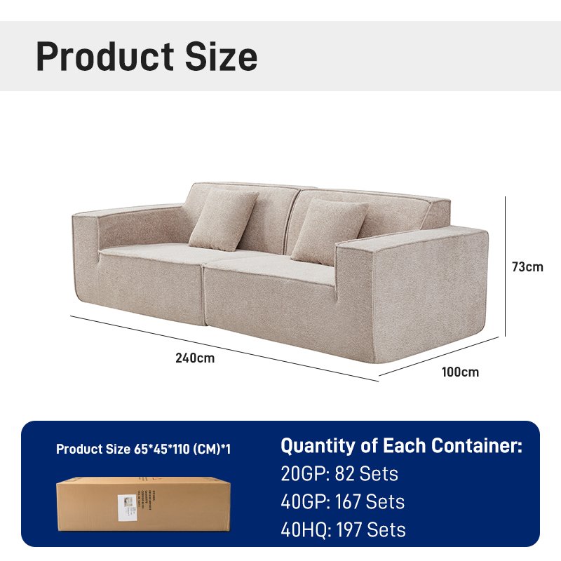 S206 Home Living Room Furniture Cotton Linen Flannel Fabric Compression Compressible Sofa Small Package Sofa Set Can Be Customized