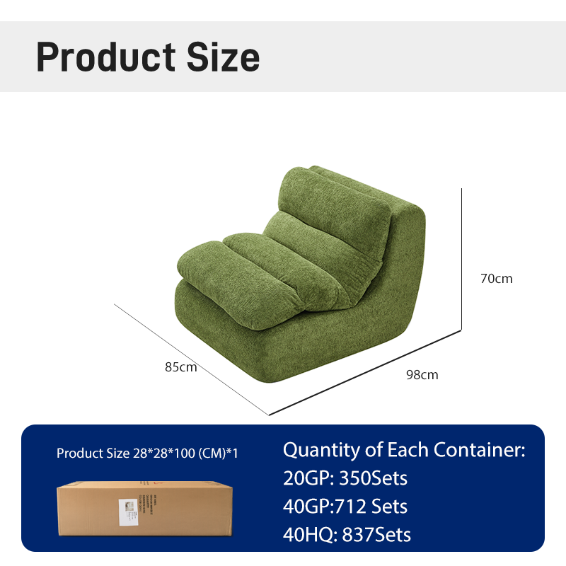 S237 Shunlinghang Wholesale Cheap Modern Living Room Home Furniture Compressible Vacuum Package Fabric Velvet Compressed Sofa Chair