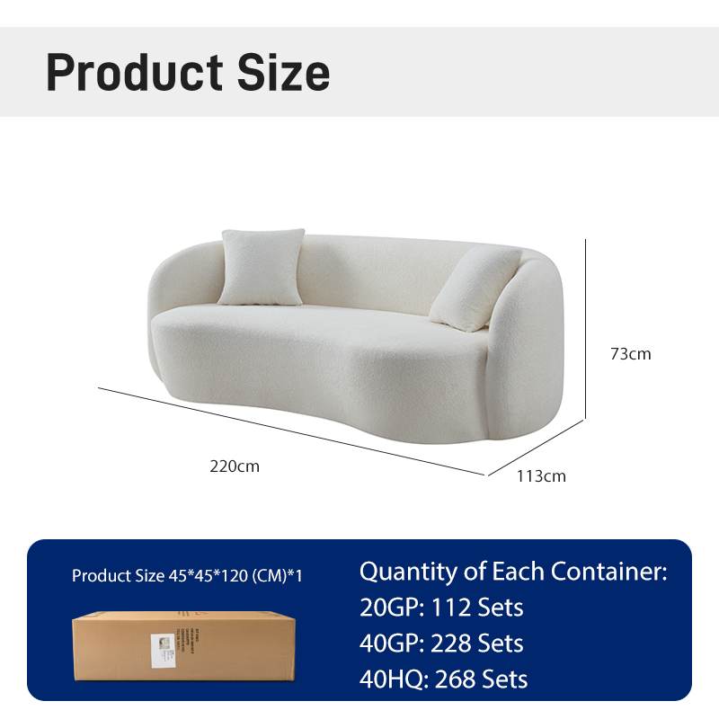 S252-3 Customizable New Sofa Set Curved Backrest Design Living Room Furniture for Apartment Use for Foreign Trade Compression Function
